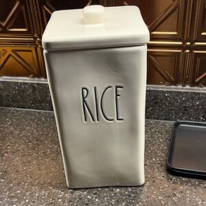 Rae Dunn White Ceramic Rice Canister